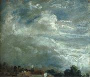 John Constable Cloud Study over a horizon of trees oil painting artist